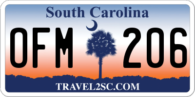 SC license plate OFM206
