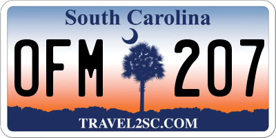 SC license plate OFM207