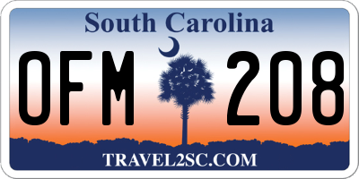 SC license plate OFM208