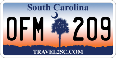 SC license plate OFM209