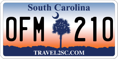 SC license plate OFM210