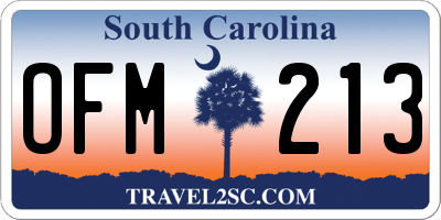SC license plate OFM213