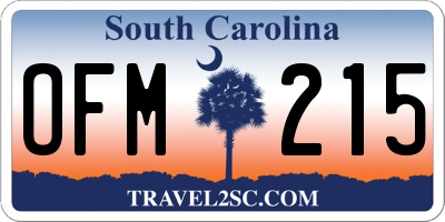 SC license plate OFM215