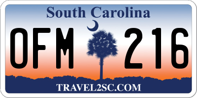 SC license plate OFM216