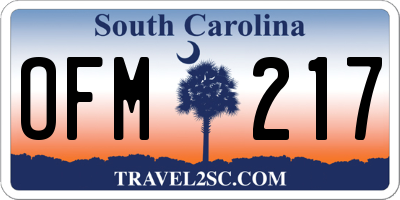 SC license plate OFM217