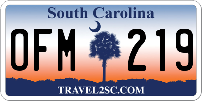 SC license plate OFM219