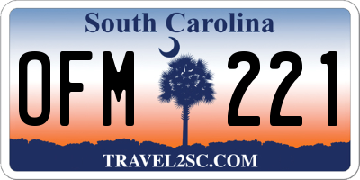 SC license plate OFM221