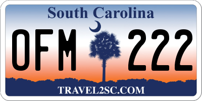 SC license plate OFM222