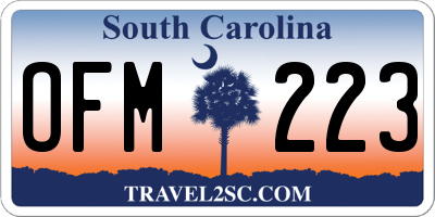 SC license plate OFM223