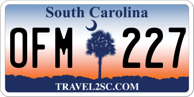 SC license plate OFM227