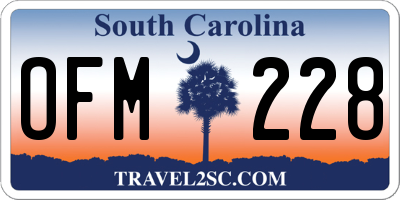 SC license plate OFM228
