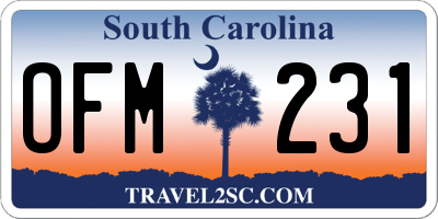 SC license plate OFM231