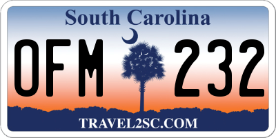 SC license plate OFM232