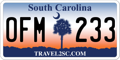SC license plate OFM233