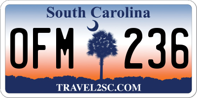 SC license plate OFM236