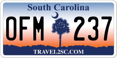 SC license plate OFM237
