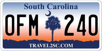 SC license plate OFM240