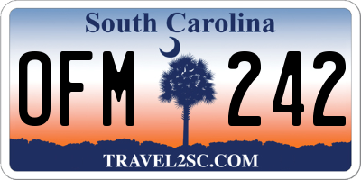 SC license plate OFM242