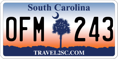 SC license plate OFM243
