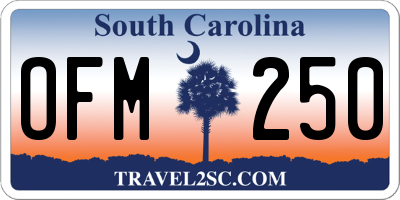 SC license plate OFM250