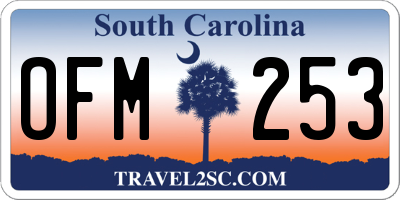 SC license plate OFM253