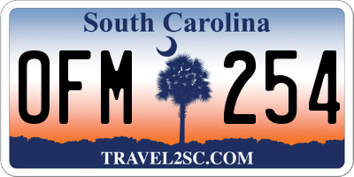 SC license plate OFM254