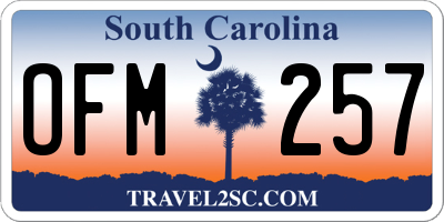 SC license plate OFM257