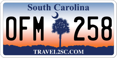 SC license plate OFM258