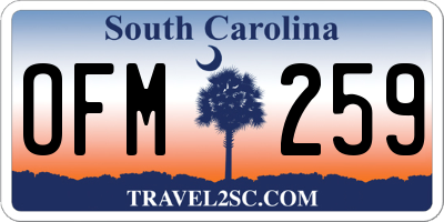SC license plate OFM259