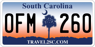 SC license plate OFM260