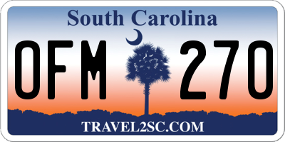 SC license plate OFM270