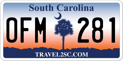 SC license plate OFM281