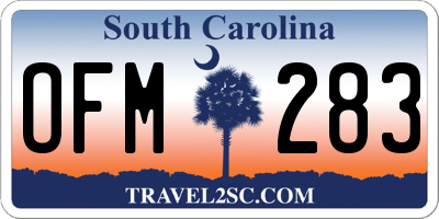 SC license plate OFM283