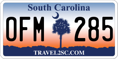 SC license plate OFM285