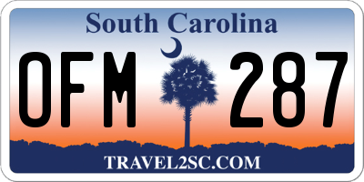 SC license plate OFM287