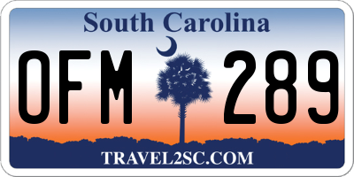 SC license plate OFM289