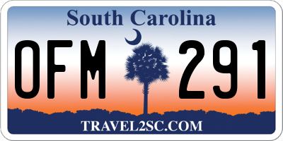 SC license plate OFM291