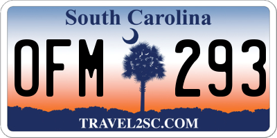 SC license plate OFM293