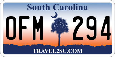 SC license plate OFM294