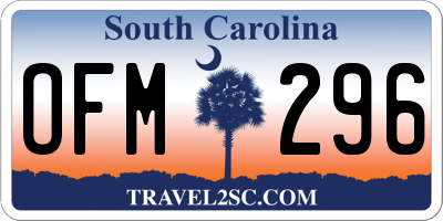 SC license plate OFM296