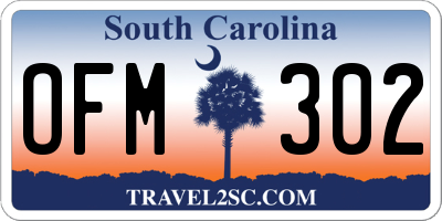 SC license plate OFM302