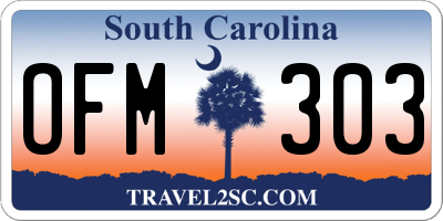SC license plate OFM303