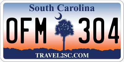 SC license plate OFM304