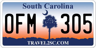 SC license plate OFM305