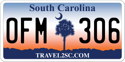 SC license plate OFM306