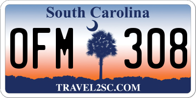 SC license plate OFM308