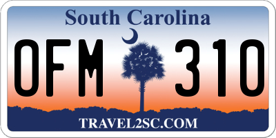 SC license plate OFM310