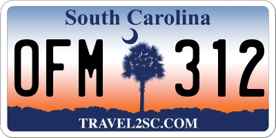 SC license plate OFM312