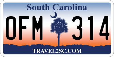 SC license plate OFM314