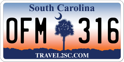 SC license plate OFM316